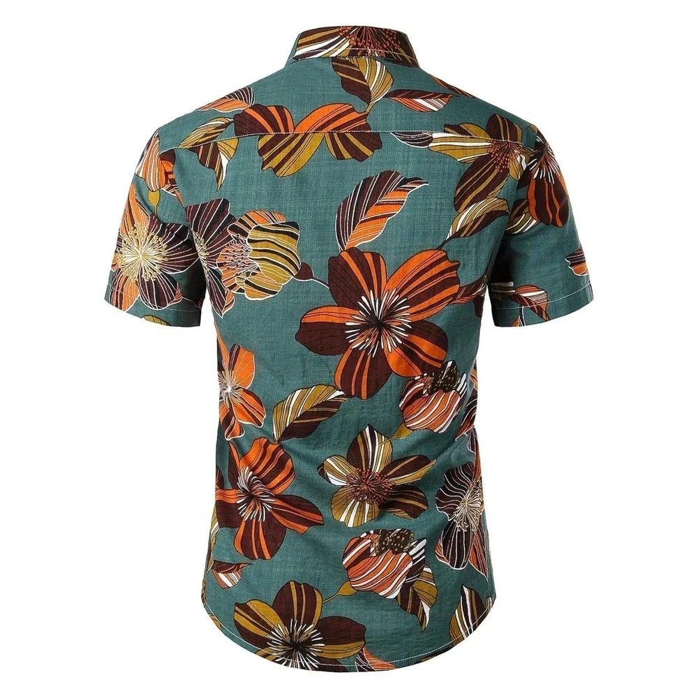 Men's Flower Casual Button‎ Down Short Sleeve Hawaiian Shirt